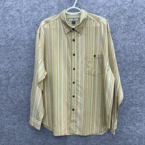 Tommy Bahama Men's Long Sleeve Button Up Shirt Size L, 100% Silk, Yellow Striped